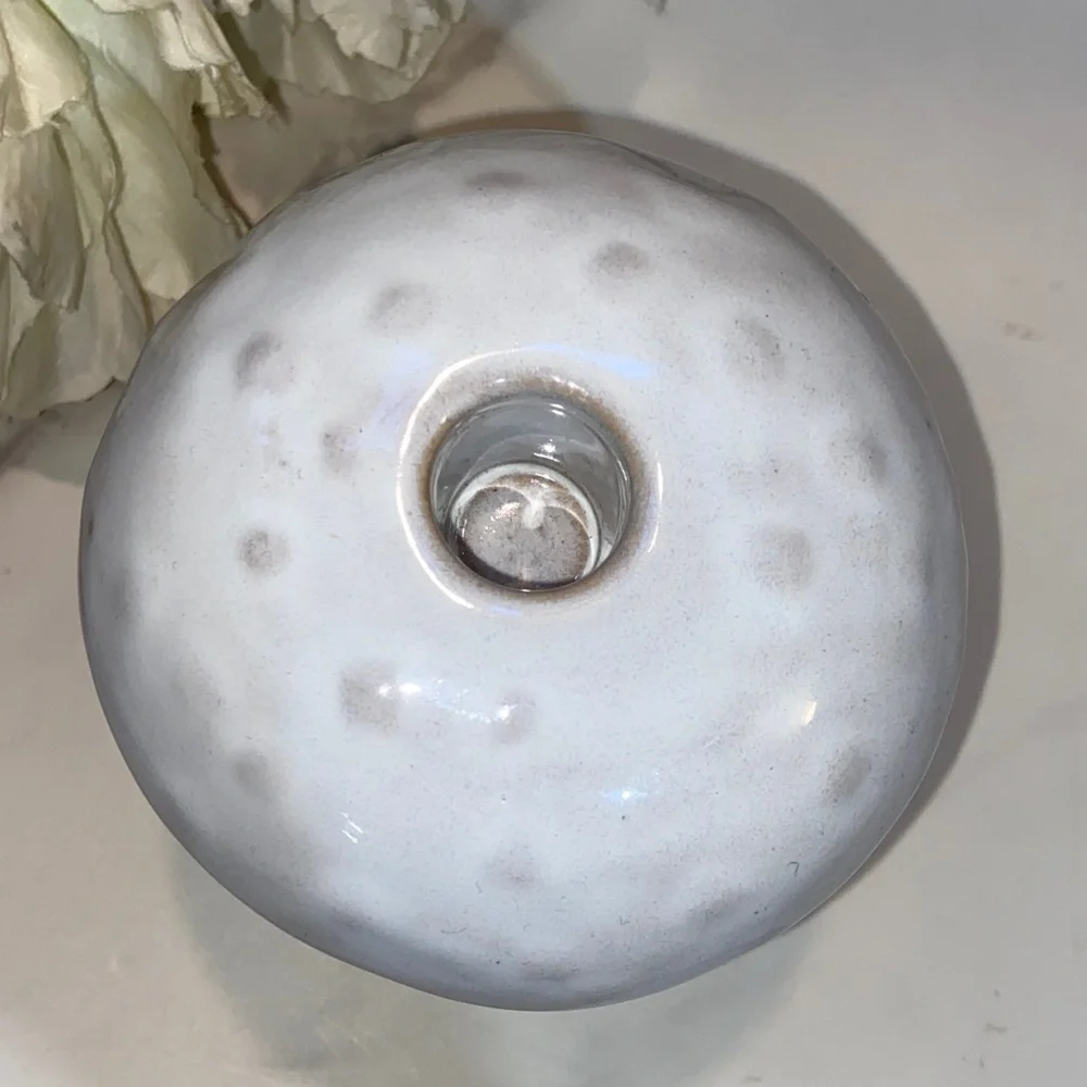 Ceramic Mushroom Sculpture Candle Holder- White and Gray